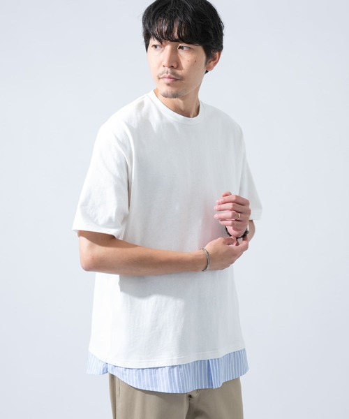 URBAN RESEARCH ROSSO MEN(アーバンリサーチロッソメン)の「レイヤードTシャツ(Tシャツ/カットソー・メンズ・ホワイト/ブラック・MEDIUM/LARGE)」の1枚目の写真