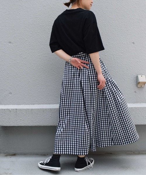 PICCIN(ピッチン)の「【親子ペアルック可】前後2WAYギンガムチェックマキシスカート(スカート・レディース・ブラック系その他・M)」の14枚目の写真