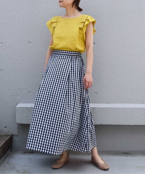 PICCIN(ピッチン)の「【親子ペアルック可】前後2WAYギンガムチェックマキシスカート(スカート・レディース・ブラック系その他・M)」の3枚目の写真