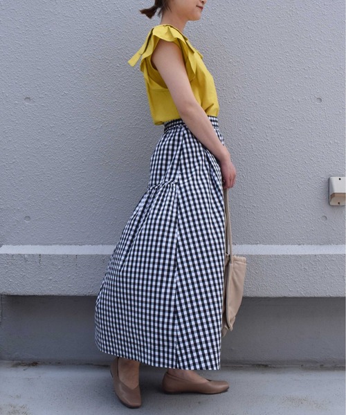 PICCIN(ピッチン)の「【親子ペアルック可】前後2WAYギンガムチェックマキシスカート(スカート・レディース・ブラック系その他・M)」の7枚目の写真