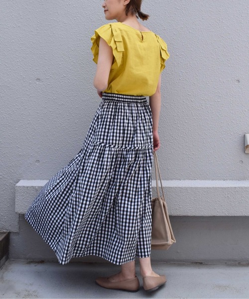 PICCIN(ピッチン)の「【親子ペアルック可】前後2WAYギンガムチェックマキシスカート(スカート・レディース・ブラック系その他・M)」の15枚目の写真