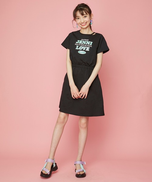 JENNI love（ジェニィラブ）の「防蚊ネックスリットTワンピ（ワンピース・キッズ・ブラック/サックスブルー/ミント・130cm/140cm/150cm/160cm）」の6枚目の写真