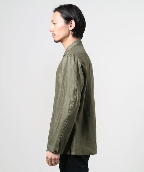 ESTNATION(エストネーション)の「ESTNATION / リネンヘリンボーンセットアップシャツブルゾン(シャツ/ブラウス・メンズ・ライトホワイト/ダークネイビー/ダークオリーブ・LARGE/MEDIUM/SMALL/X-LARGE)」の5枚目の写真