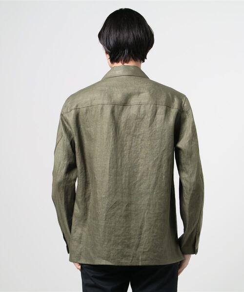 ESTNATION(エストネーション)の「ESTNATION / リネンヘリンボーンセットアップシャツブルゾン(シャツ/ブラウス・メンズ・ライトホワイト/ダークネイビー/ダークオリーブ・LARGE/MEDIUM/SMALL/X-LARGE)」の4枚目の写真