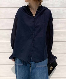 Q | コットンボイルギャザーシャーリングブラウス(シャツ/ブラウス)