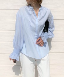 Q | コットンボイルギャザーシャーリングブラウス(シャツ/ブラウス)