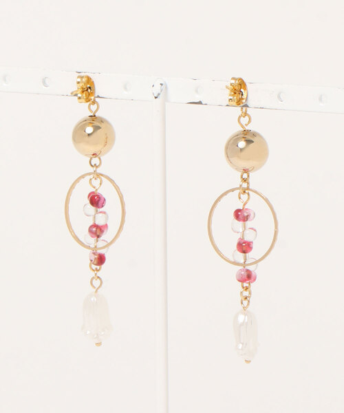 tone（トーン）の「【PetitBonheur accessories】チェコビーズミックスピアス(MA)（ピアス（両耳用）・レディース・ピンク・FREE）」の2枚目の写真