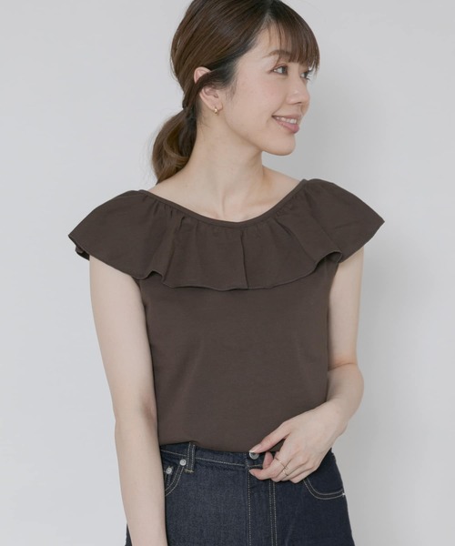 URBAN RESEARCH Sonny Label（アーバンリサーチサニーレーベル）の「フリルTシャツ（Tシャツ/カットソー・レディース・ブラウン/グレー系その他/ブラック・FREE）」の3枚目の写真