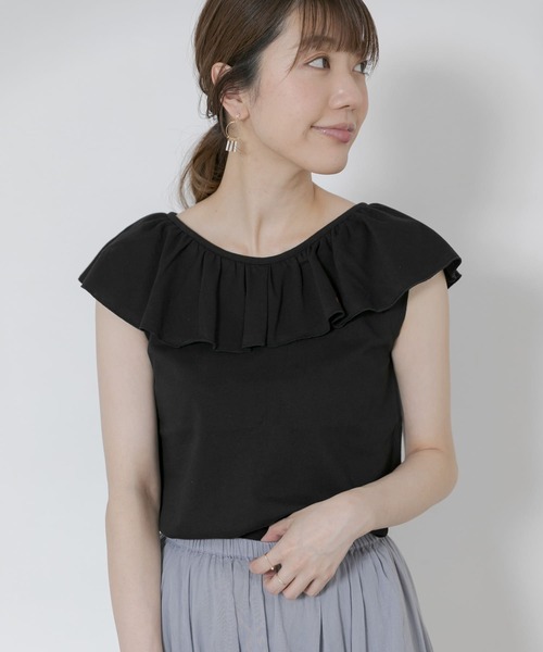 URBAN RESEARCH Sonny Label（アーバンリサーチサニーレーベル）の「フリルTシャツ（Tシャツ/カットソー・レディース・ブラウン/グレー系その他/ブラック・FREE）」の10枚目の写真