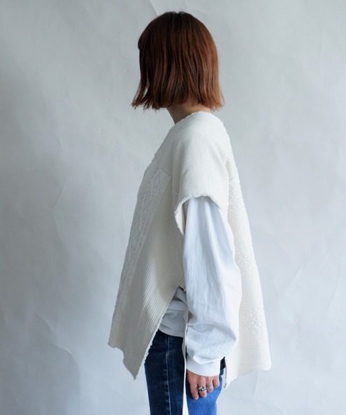 MANASTASH（マナスタッシュ）の「MANASTASH/マナスタッシュ　W's PATCHWORK VEST　パッチワークベスト（ベスト・レディース・ブラック/ナチュラル・MEDIUM）」の6枚目の写真