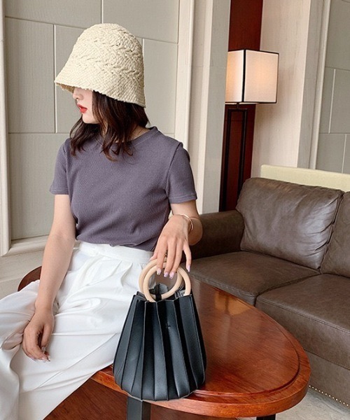 LAC-VERT（ラック・ヴェール）の「2WAYプリーツバッグ（ハンドバッグ・レディース・ミント/アイボリー/ブラウン/ブラック・FREE）」の14枚目の写真