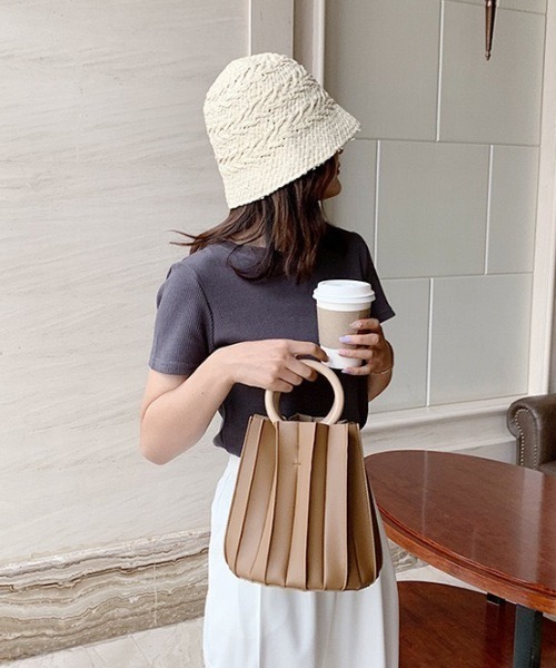 LAC-VERT（ラック・ヴェール）の「2WAYプリーツバッグ（ハンドバッグ・レディース・ミント/アイボリー/ブラウン/ブラック・FREE）」の21枚目の写真