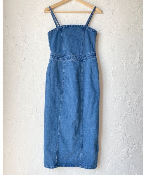She's Closet(シーズクローゼット)の「ハイウエスト切り替えデニムツイルロングジャンパースカートワンピース(ジャンパースカート・レディース・ブラック/グレー/オフホワイト/ブルー・FREE)」の20枚目の写真