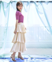 RUIRUE BOUTIQUE（ルイルエブティック）の「洗えるサテンティアードスカート（スカート・レディース）」