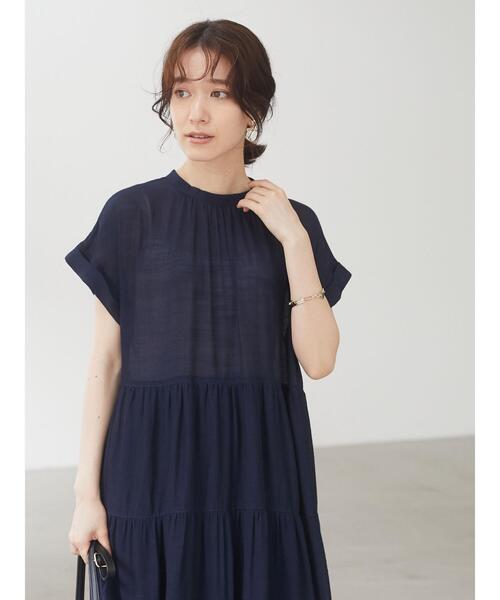 ELENCARE DUE(エレンカーレデュエ)の「・ELENCARE DUE スラブティアードワンピース*(ワンピース・レディース・ブラック/ネイビー/ピンク/ライトベージュ・FREE)」の7枚目の写真