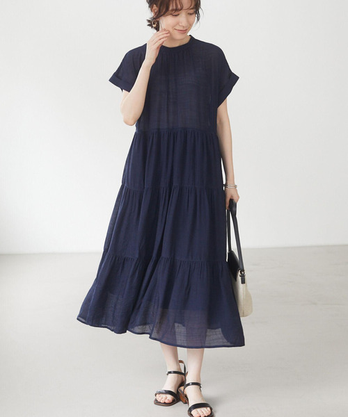 ELENCARE DUE(エレンカーレデュエ)の「・ELENCARE DUE スラブティアードワンピース*(ワンピース・レディース・ブラック/ネイビー/ピンク/ライトベージュ・FREE)」の3枚目の写真