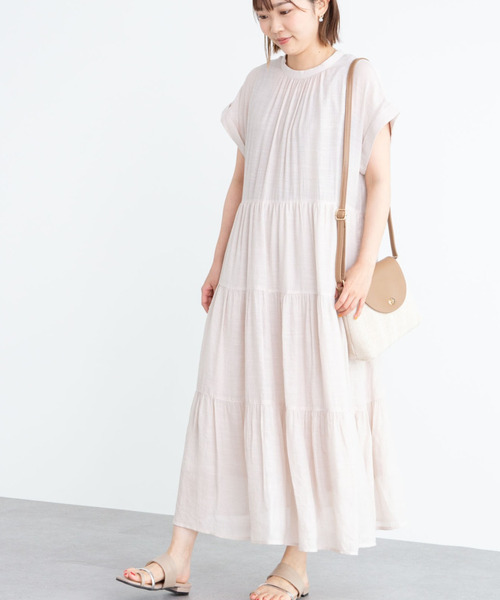 ELENCARE DUE(エレンカーレデュエ)の「・ELENCARE DUE スラブティアードワンピース*(ワンピース・レディース・ブラック/ネイビー/ピンク/ライトベージュ・FREE)」の1枚目の写真