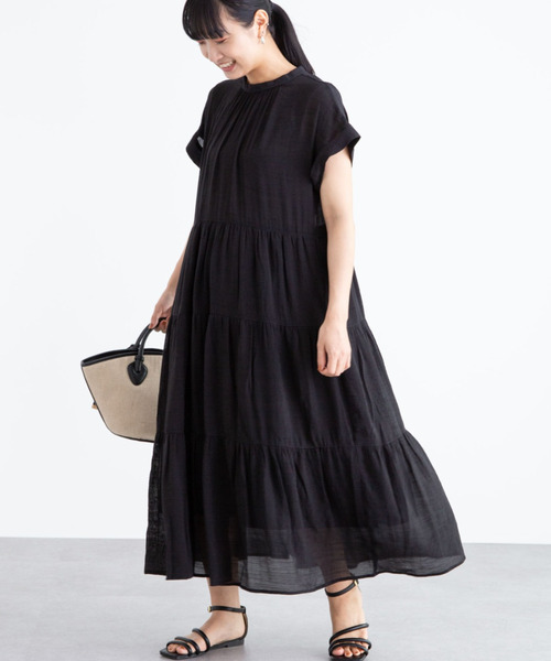 ELENCARE DUE(エレンカーレデュエ)の「・ELENCARE DUE スラブティアードワンピース*(ワンピース・レディース・ブラック/ネイビー/ピンク/ライトベージュ・FREE)」の2枚目の写真