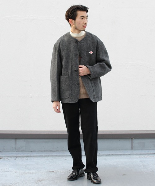 【専用】✨ ダントン ノーカラージャケット 42 XL グレー ウールジャケット DANTON（ダントン）の「DANTON/ダントン ウールカラーレス