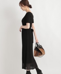 Andemiu | スカシガラフレアニットワンピース217919(ワンピース)