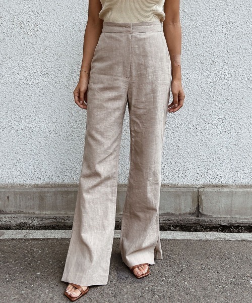 esutoreja(エストレジャ)の「ハイウエストリネンパンツ(その他パンツ・レディース・キナリ/ホワイト/ベージュ・M/S)」の3枚目の写真