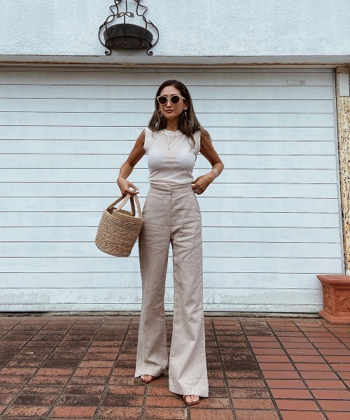 esutoreja(エストレジャ)の「ハイウエストリネンパンツ(その他パンツ・レディース・キナリ/ホワイト/ベージュ・M/S)」の7枚目の写真