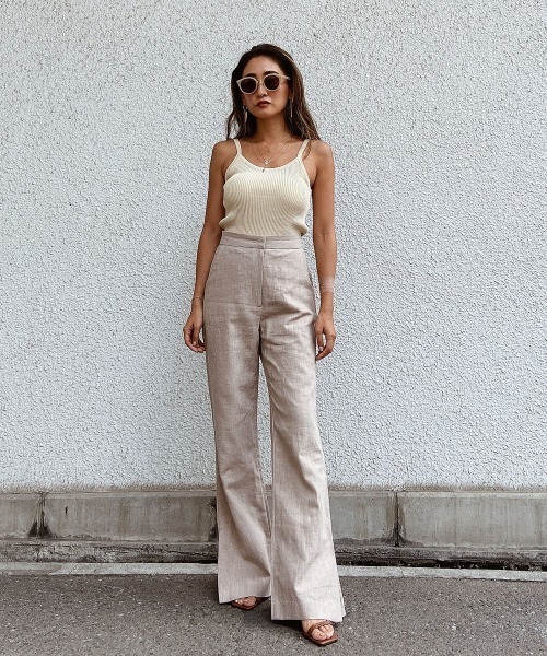 esutoreja(エストレジャ)の「ハイウエストリネンパンツ(その他パンツ・レディース・キナリ/ホワイト/ベージュ・M/S)」の9枚目の写真