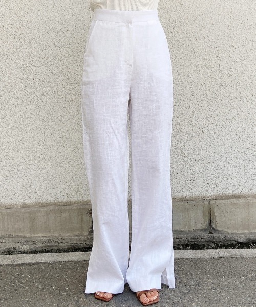 esutoreja(エストレジャ)の「ハイウエストリネンパンツ(その他パンツ・レディース・キナリ/ホワイト/ベージュ・M/S)」の10枚目の写真