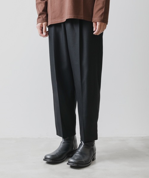 KAZUYUKI KUMAGAI ATTACHMENT(カズユキクマガイアタッチメント)の「W/RY/PE SERGE TAPERED TROUSERS(スラックス・メンズ・ライトグレー/ブラック/ライトブラウン・1/2/3)」の5枚目の写真