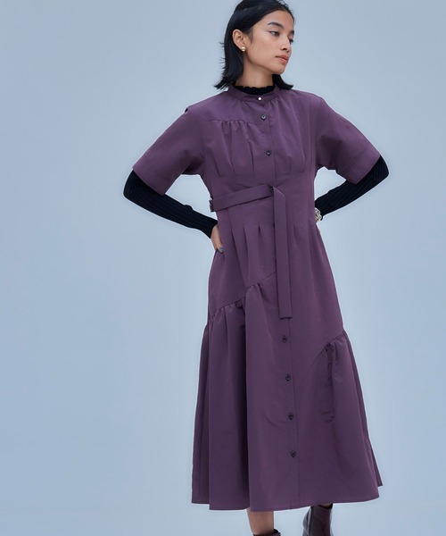 UNITED TOKYO（ユナイテッドトウキョウ）の「イレギュラーギャザーシャツワンピース（ワンピース・レディース・ブラウン/ブラック・1/2）」の4枚目の写真