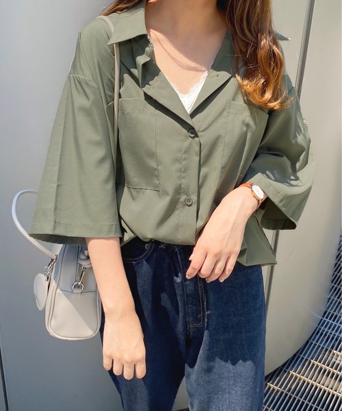 apres jour(アプレジュール)の「ポケット付きルーズシャツ【ZOZOTOWN限定アイテム】(シャツ/ブラウス・レディース・グリーン/ライトベージュ/モカ・フリー/X-LARGE)」の3枚目の写真
