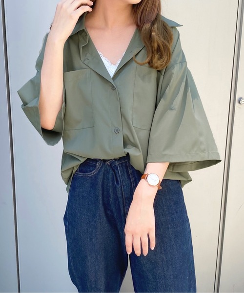 apres jour(アプレジュール)の「ポケット付きルーズシャツ【ZOZOTOWN限定アイテム】(シャツ/ブラウス・レディース・グリーン/ライトベージュ/モカ・フリー/X-LARGE)」の12枚目の写真