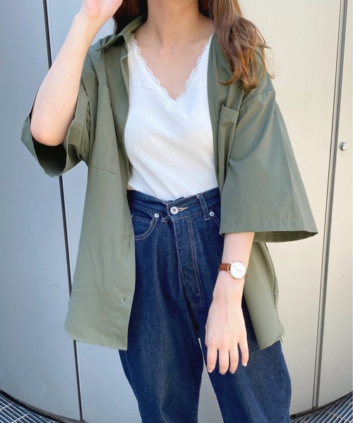 apres jour(アプレジュール)の「ポケット付きルーズシャツ【ZOZOTOWN限定アイテム】(シャツ/ブラウス・レディース・グリーン/ライトベージュ/モカ・フリー/X-LARGE)」の15枚目の写真