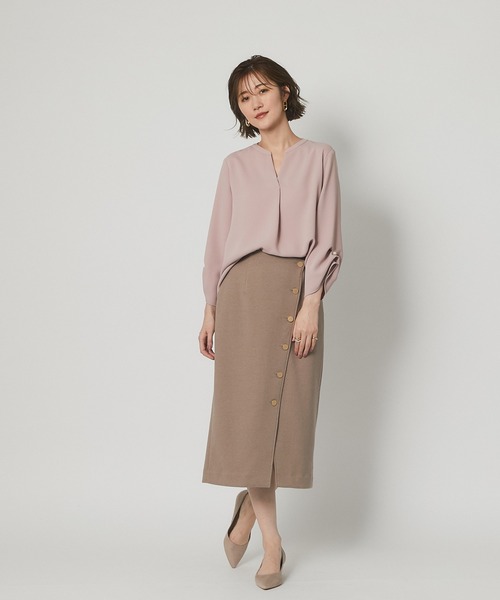 RIVE DROITE（リヴドロワ）の「女らしさを盛り上げる　ブークレボタンスカート（スカート・レディース・ミント/ピンク・36/38）」の17枚目の写真