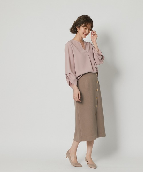 RIVE DROITE（リヴドロワ）の「女らしさを盛り上げる　ブークレボタンスカート（スカート・レディース・ミント/ピンク・36/38）」の13枚目の写真