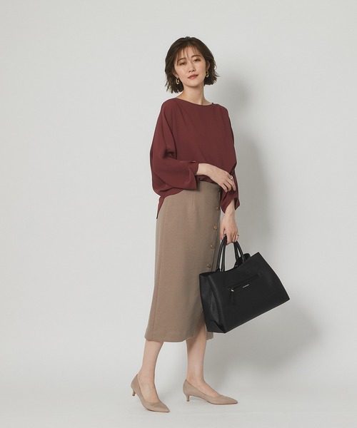 RIVE DROITE（リヴドロワ）の「女らしさを盛り上げる　ブークレボタンスカート（スカート・レディース・ミント/ピンク・36/38）」の4枚目の写真