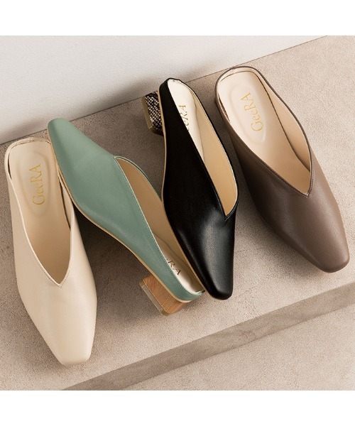 GeeRA（ジーラ）の「サッと履けるスクエアトゥミュール（サンダル・レディース・ブラック/サンドグレー/アイボリー/グリーン・MEDIUM/LARGE/X-LARGE/SMALL）」の5枚目の写真