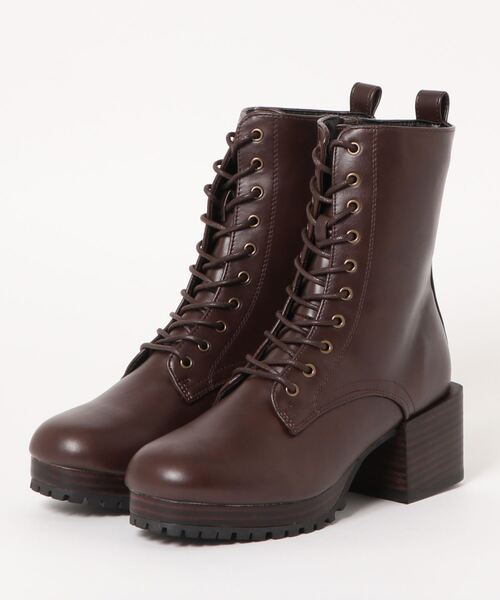 Zipper（ジッパー）の「【Zipper】<2021AW>ミドル丈レースアップブーツ（ブーツ・レディース・ブラック/アイボリー/ダークブラウン・M/L/S/LL）」の3枚目の写真