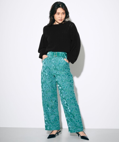 GRACE CONTINENTAL(グレースコンチネンタル)の「アンゴラタック袖ニットトップ(ニット/セーター・レディース・ブラック/ボルドー/ピンク・36)」の1枚目の写真