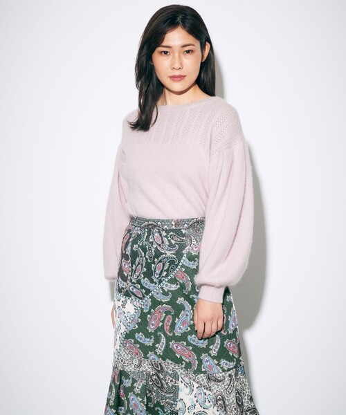 GRACE CONTINENTAL(グレースコンチネンタル)の「アンゴラタック袖ニットトップ(ニット/セーター・レディース・ブラック/ボルドー/ピンク・36)」の15枚目の写真