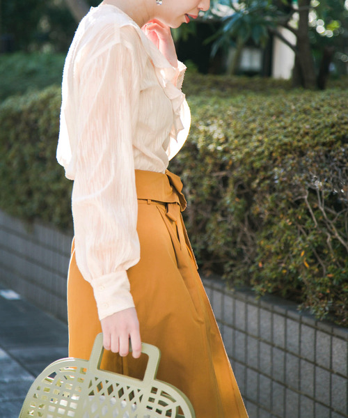 KBF+（ケービーエフプラス）の「KBF+　シアーフリルブラウス∴（シャツ/ブラウス・レディース・ネイビー/ホワイト系その他/ピンク系その他・ONE）」の22枚目の写真