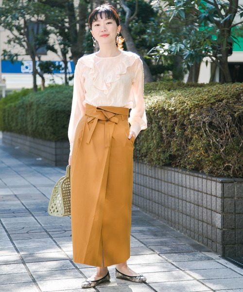 KBF+（ケービーエフプラス）の「KBF+　シアーフリルブラウス∴（シャツ/ブラウス・レディース・ネイビー/ホワイト系その他/ピンク系その他・ONE）」の9枚目の写真