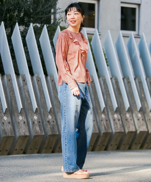 KBF+（ケービーエフプラス）の「KBF+　シアーフリルブラウス∴（シャツ/ブラウス・レディース・ネイビー/ホワイト系その他/ピンク系その他・ONE）」の18枚目の写真