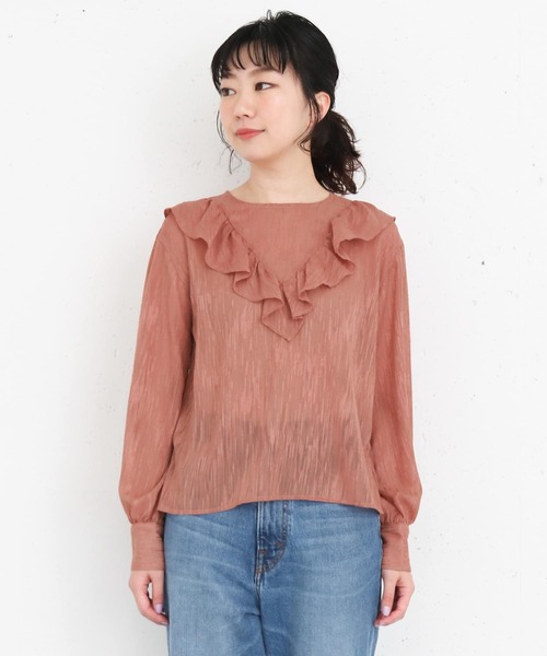 KBF+（ケービーエフプラス）の「KBF+　シアーフリルブラウス∴（シャツ/ブラウス・レディース・ネイビー/ホワイト系その他/ピンク系その他・ONE）」の19枚目の写真