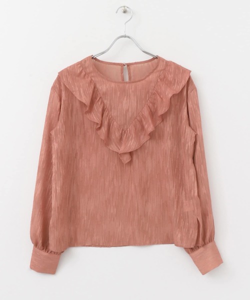 KBF+（ケービーエフプラス）の「KBF+　シアーフリルブラウス∴（シャツ/ブラウス・レディース・ネイビー/ホワイト系その他/ピンク系その他・ONE）」の12枚目の写真