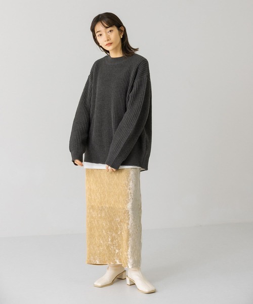 KBF（ケイビーエフ）の「クリンクルベロアタイトスカート（スカート・レディース・ダークブラウン/ベージュ系その他/ブラック/ベージュ・ONE）」の9枚目の写真