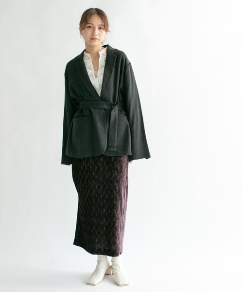 KBF（ケイビーエフ）の「クリンクルベロアタイトスカート（スカート・レディース・ダークブラウン/ベージュ系その他/ブラック/ベージュ・ONE）」の13枚目の写真