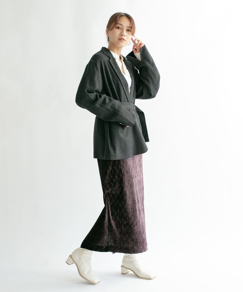 KBF（ケイビーエフ）の「クリンクルベロアタイトスカート（スカート・レディース・ダークブラウン/ベージュ系その他/ブラック/ベージュ・ONE）」の15枚目の写真