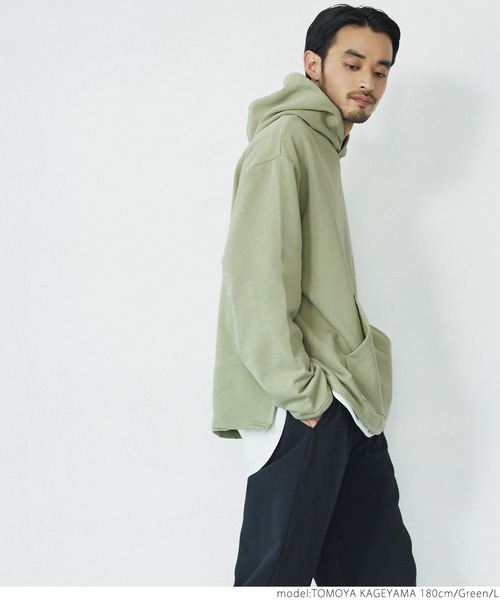 coca(coca)(コカ)の「メンズ 裏毛サイドスリットフーディー(パーカー・メンズ・グリーン/ホワイト・M/L)」の15枚目の写真