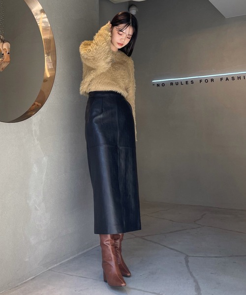 Ameri（アメリ）の「2WAY FURRY KNIT TOP（ニット/セーター・レディース・ベージュ/ネイビー/ブルー・FREE）」の10枚目の写真